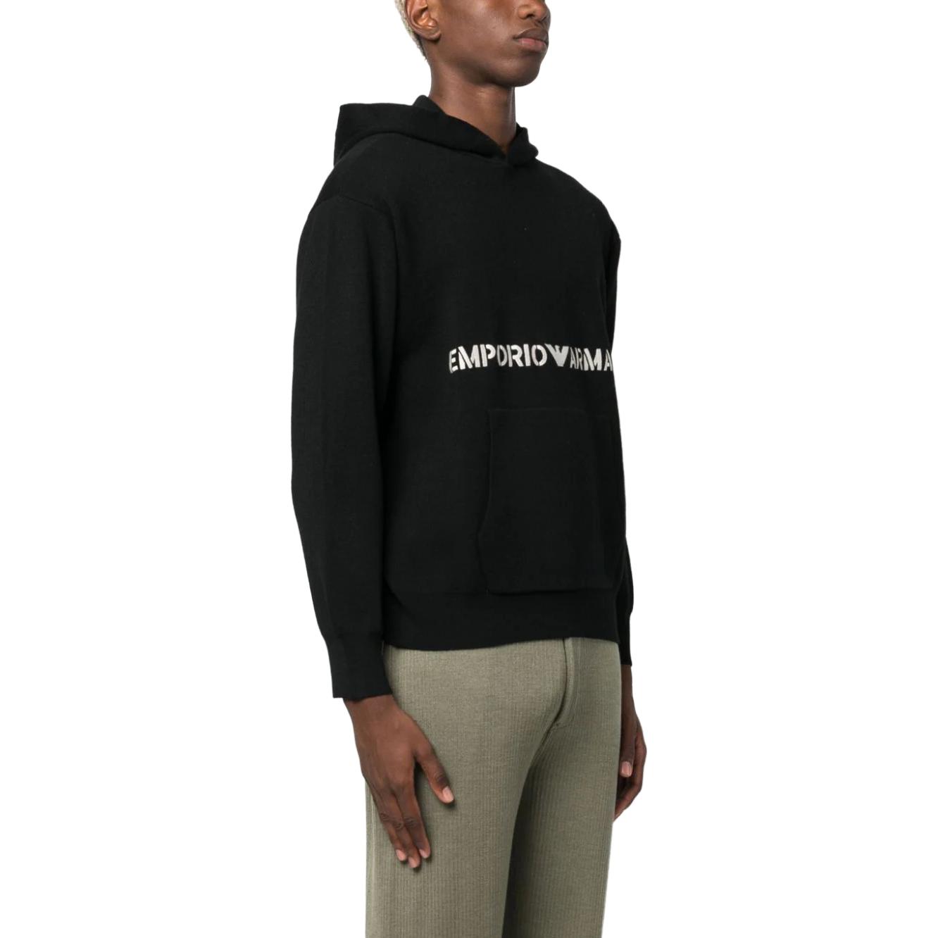 Emporio Armani FW23 Black Hoodie with Logo Print for Men 6R1MX7-1MNBZ- F016 圖 5