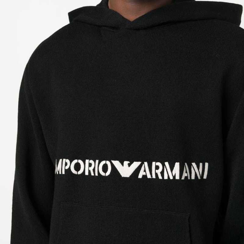 Emporio Armani FW23 Black Hoodie with Logo Print for Men 6R1MX7-1MNBZ- F016 圖 7