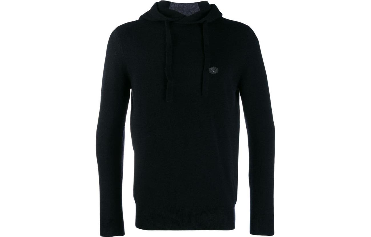 Emporio Armani FW23 Black Hoodie with Solid Logo Design 6G1MX4-1MNSZ-0999