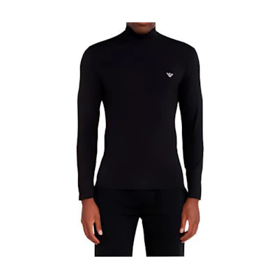 Emporio Armani FW23 Black Logo Print High Neck Long Sleeve Sweatshirt 112009-3F511-00020