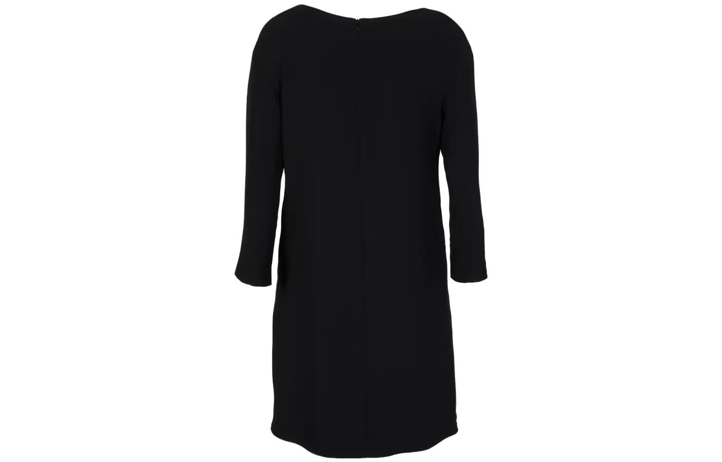 EMPORIO ARMANI FW23 Black Pleated Casual Half-Zip Long Sleeve Dress H4NA1G-2NWAZ-0999