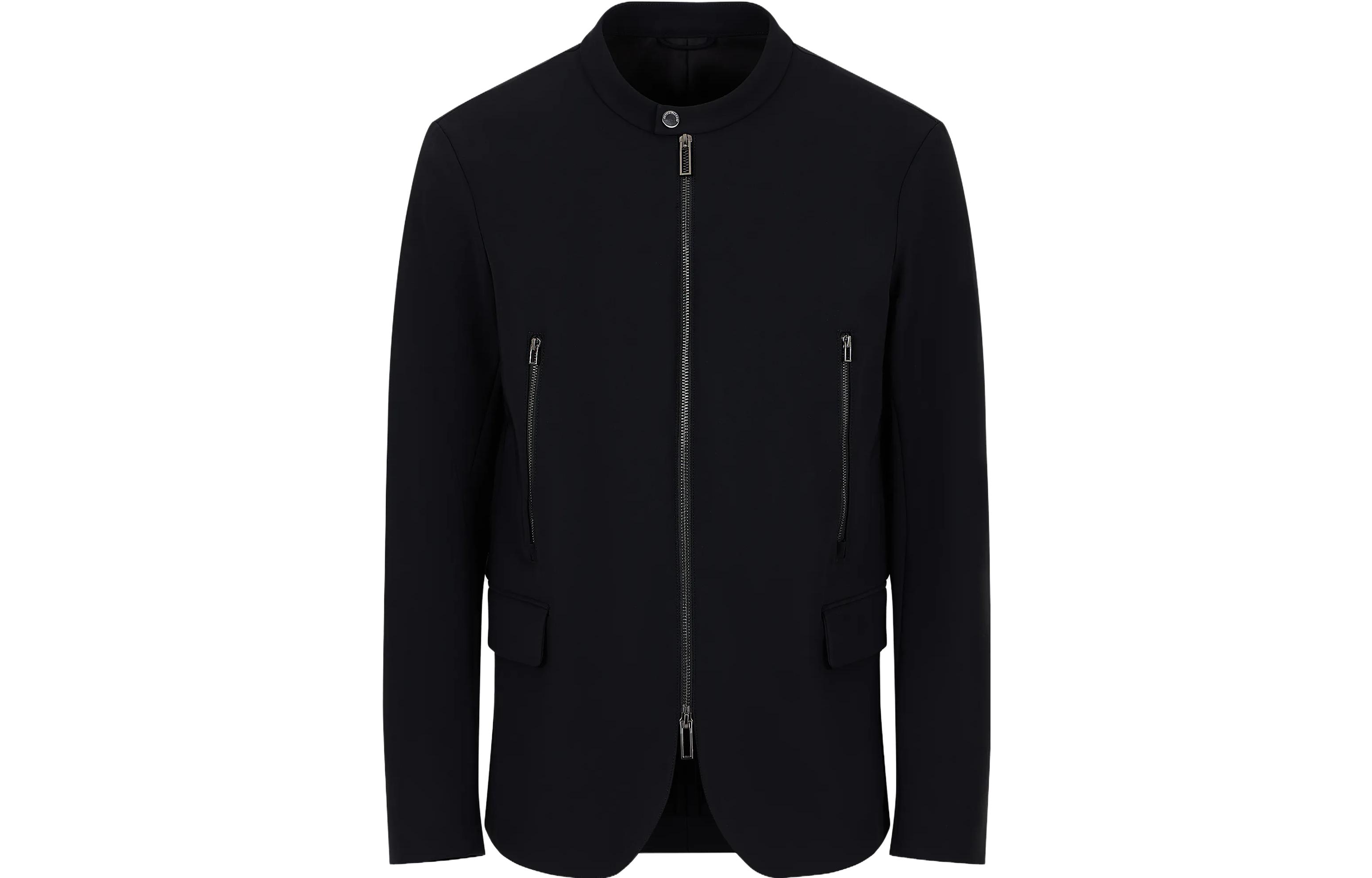 Emporio Armani FW23 Black Solid Color Zip-Up Jacket 6R1G721-NGMZ1-0999