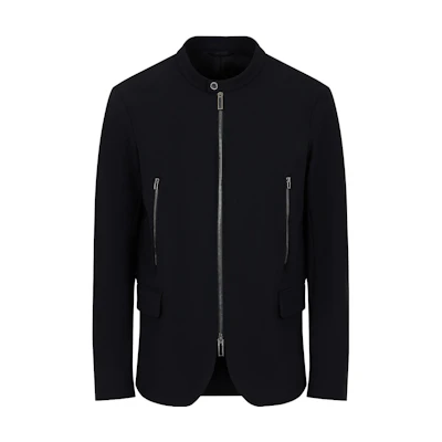 Emporio Armani FW23 Black Solid Color Zip-Up Jacket 6R1G721-NGMZ1-0999