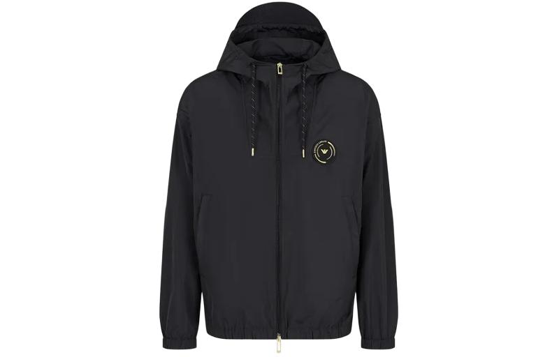 Emporio Armani FW23 Black Solid Dual-Zip Drawstring Hooded Jacket 3D1BG81-NMPZ1-0999