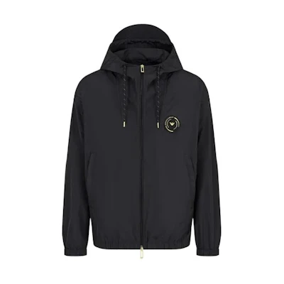 Emporio Armani FW23 Black Solid Dual-Zip Drawstring Hooded Jacket 3D1BG81-NMPZ1-0999
