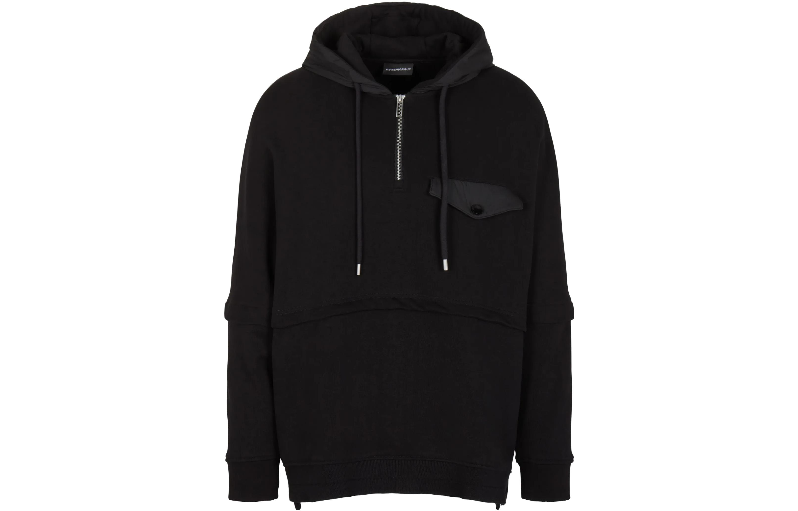 Emporio Armani FW23 Black Solid Knit Zip-Up Hoodie 6R1MBV-1JWPZ-10999 圖 2