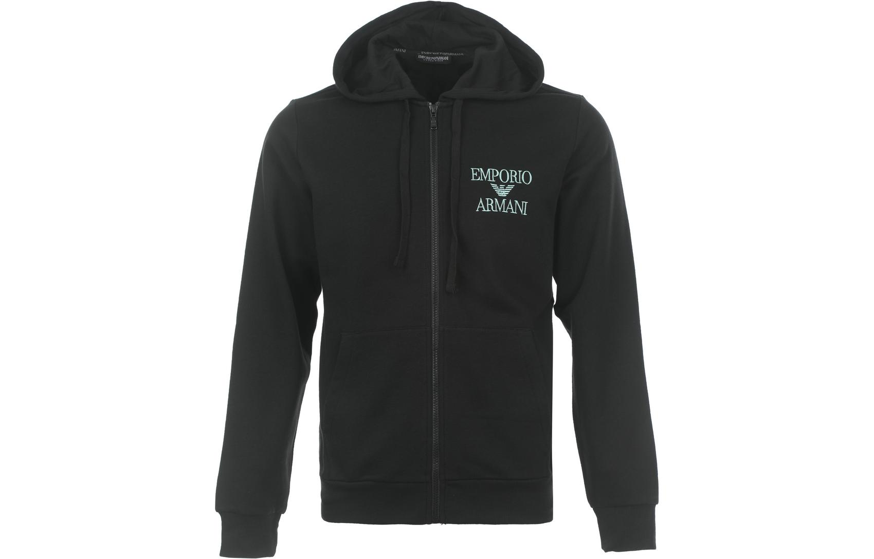 Emporio Armani FW23 Black Zip-Up Hoodie with Logo Print 111784-3F571-00020