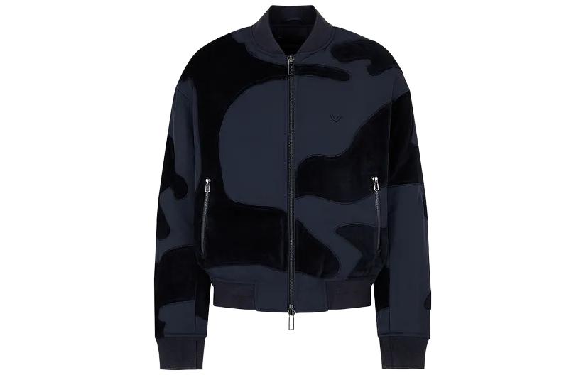 Emporio Armani FW23 Camo Slim Fit Navy Blue Zip-Up Jacket 6R1B99-1NIMZ-0920
