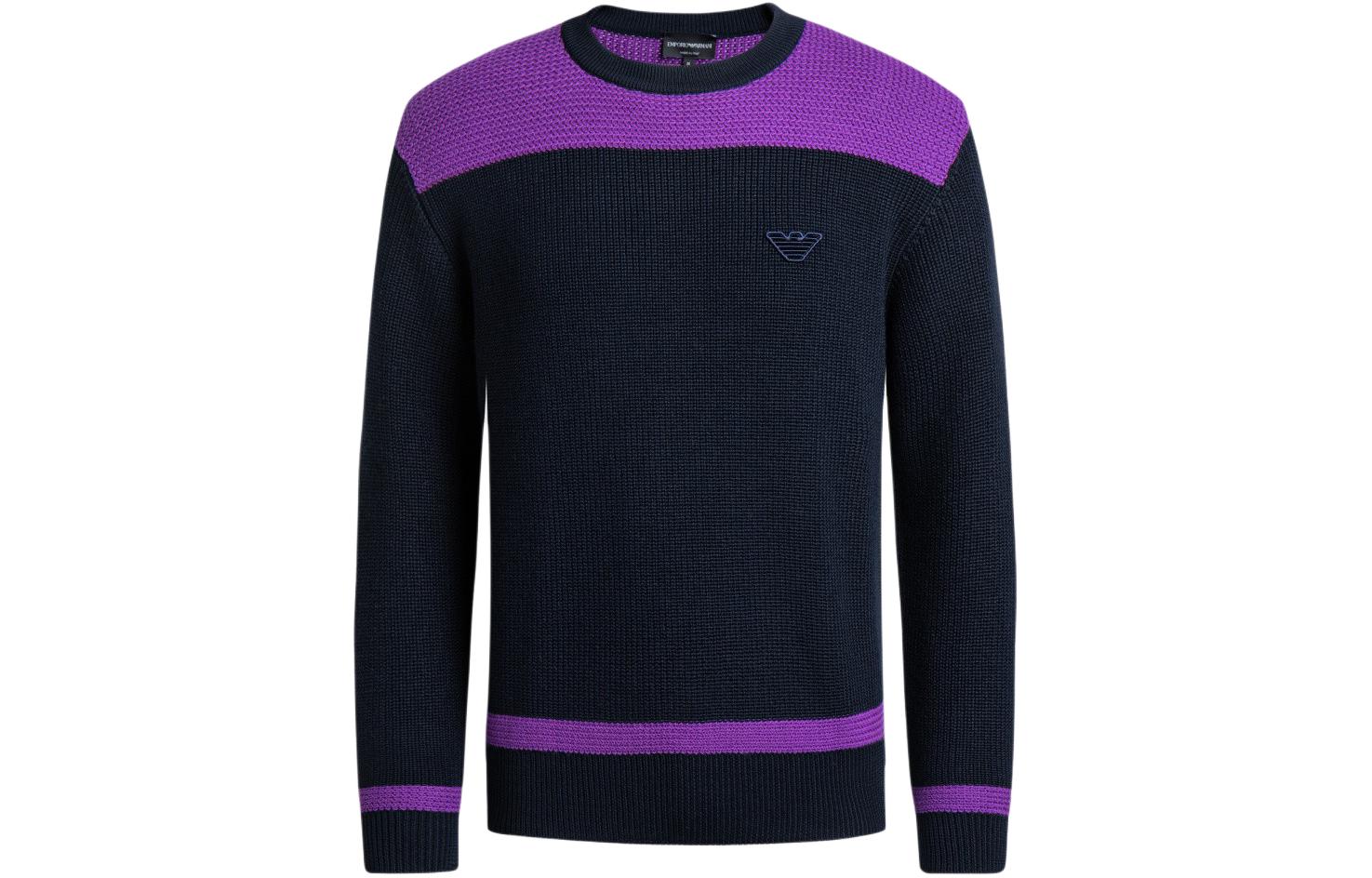 EMPORIO ARMANI FW23 Colorblock Logo Crewneck Knit Sweater Men Multicolor 6R1MY8-1MF7Z-0922 圖 2