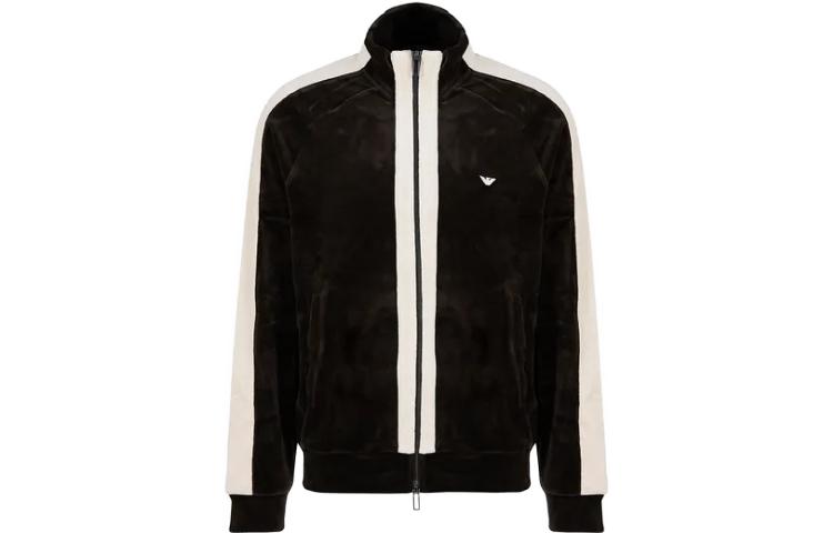 Emporio Armani FW23 Colorblock Logo Zip-Up High Neck Sweatshirt Army Green Men 6R1MG3-1JJWZ-105D3