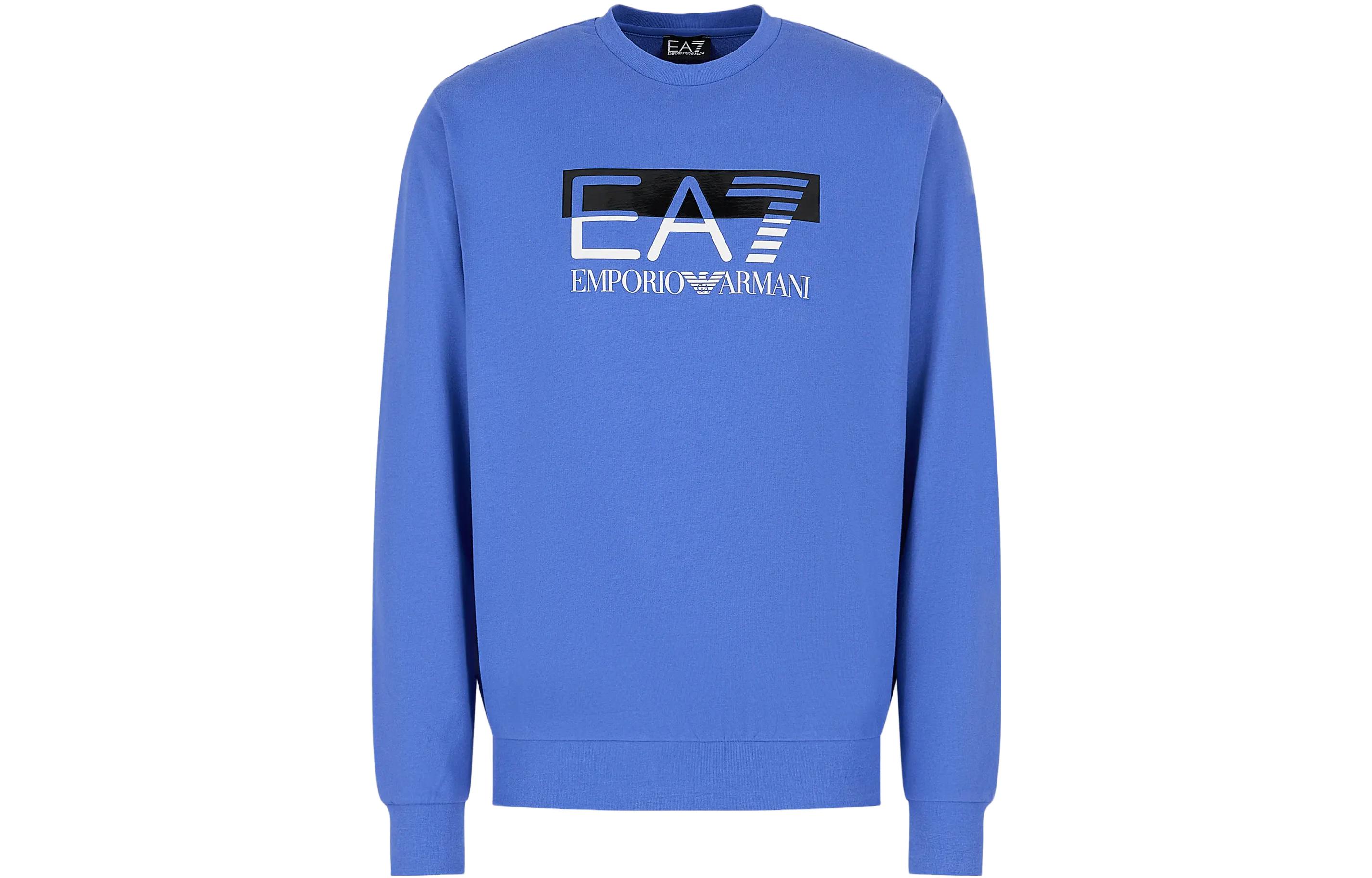 Emporio Armani FW23 EA7 Logo Print Crewneck Sweatshirt Blue 6RPM60-PJ05Z-1525