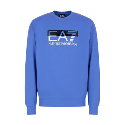 Emporio Armani FW23 EA7 Logo Print Crewneck Sweatshirt Blue 6RPM60-PJ05Z-1525