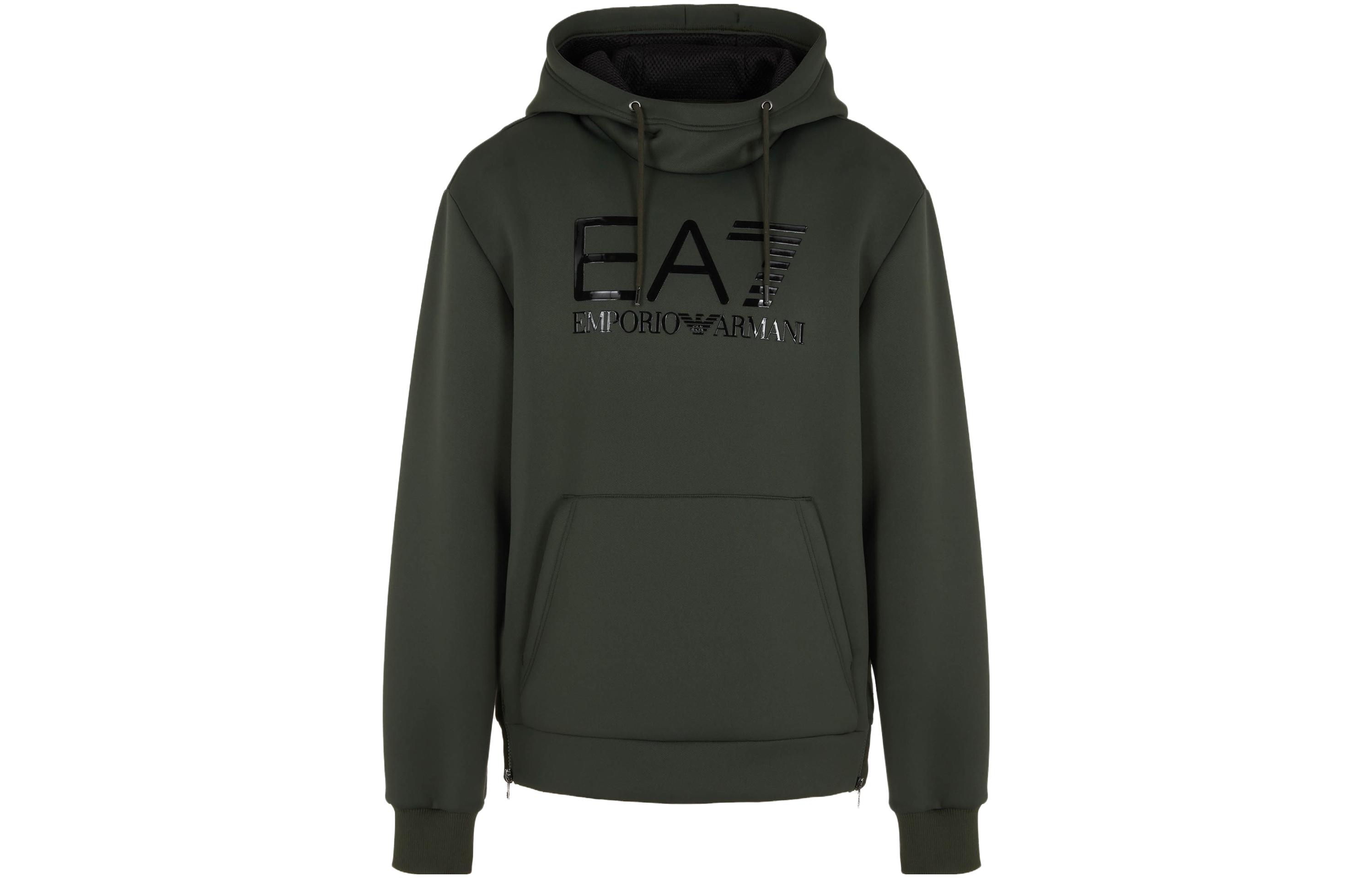 Emporio Armani FW23 EA7 Logo Print Hoodie Deep Green 6RPM18-PJHFZ-1845