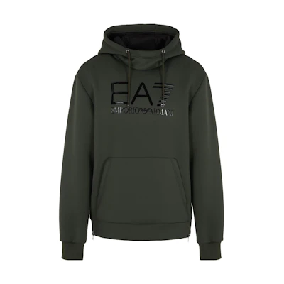 Emporio Armani FW23 EA7 Logo Print Hoodie Deep Green 6RPM18-PJHFZ-1845