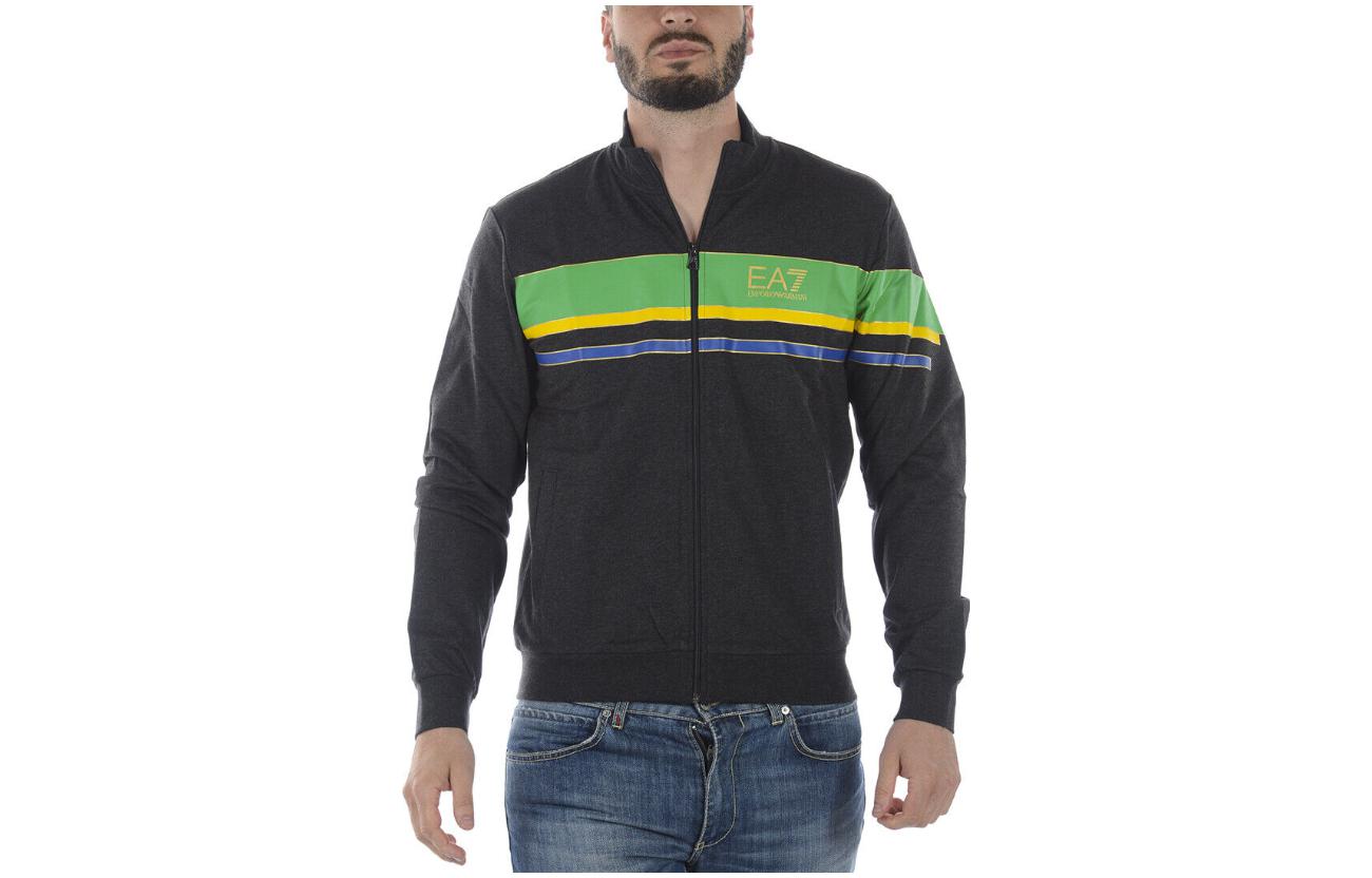 Emporio Armani FW23 EA7 Logo Print Stand Collar Jacket Dark Grey Men’s 3ZPMA5-PJ05Z-3909