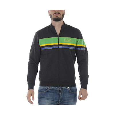 Emporio Armani FW23 EA7 Logo Print Stand Collar Jacket Dark Grey Men’s 3ZPMA5-PJ05Z-3909