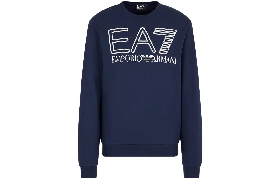 Emporio Armani FW23 EA7 Navy Blue Logo Print Crewneck Sweatshirt 6RPM08-PJSHZ-1554