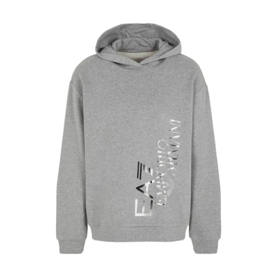 Emporio Armani FW23 EA7 Reflective Logo Oversized Hoodie Men’s Grey 6RUM79-TJRRZ-3905