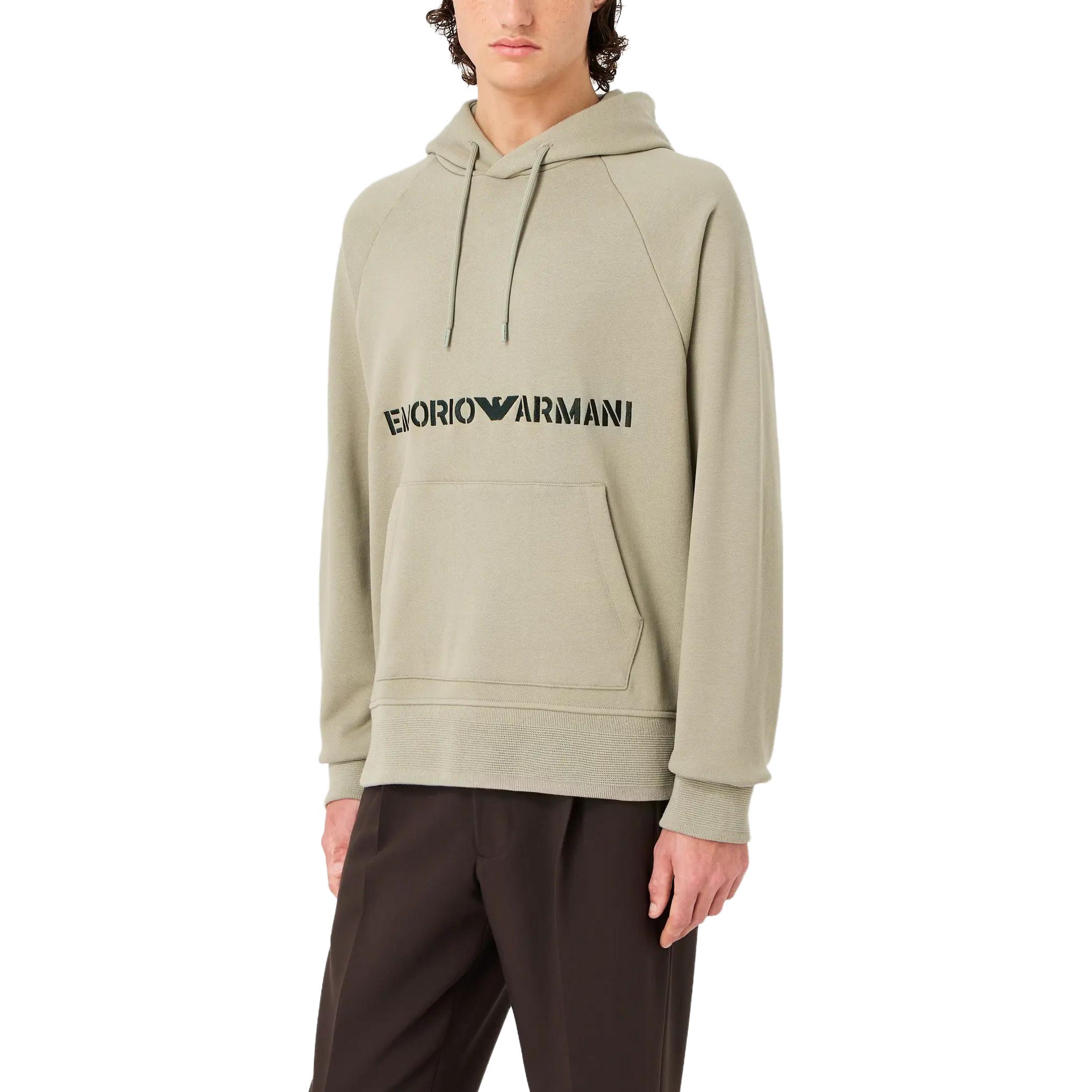 Purchase Emporio Armani FW23 男士刺绣标志休闲卫衣鼠尾草绿色 6R1ME9-1JWPZ-05C4