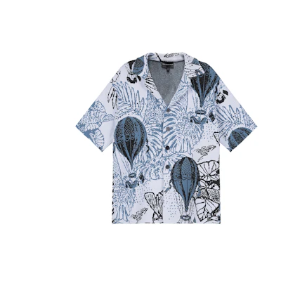 EMPORIO ARMANI FW23 Floral Print Short Sleeve Casual Shirt Men. 6R1CV5-1M40Z-F116