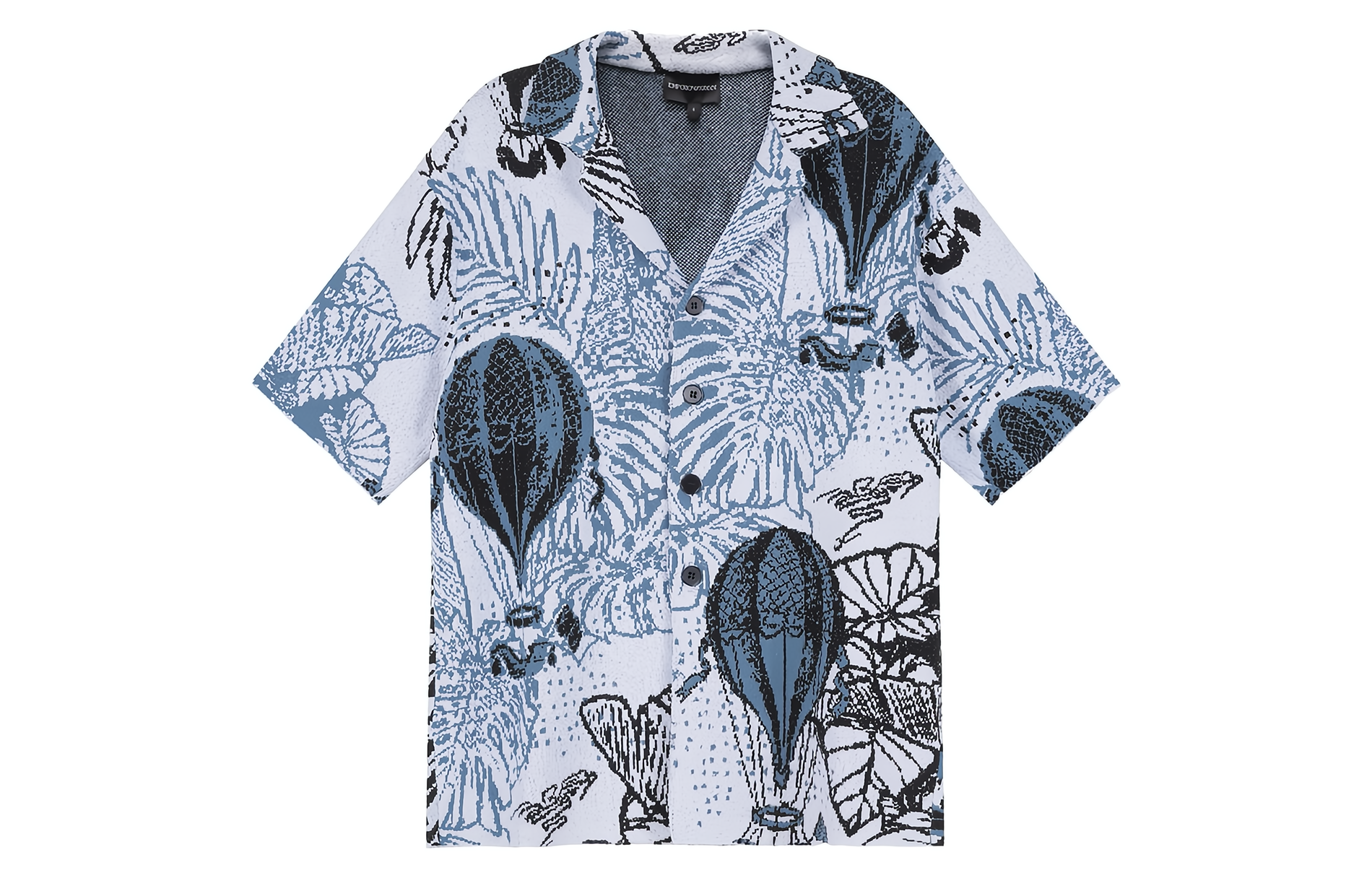 Order Kemeja Kasual Lengan Pendek Pria EMPORIO ARMANI FW23 Motif Bunga. 6R1CV5-1M40Z-F116