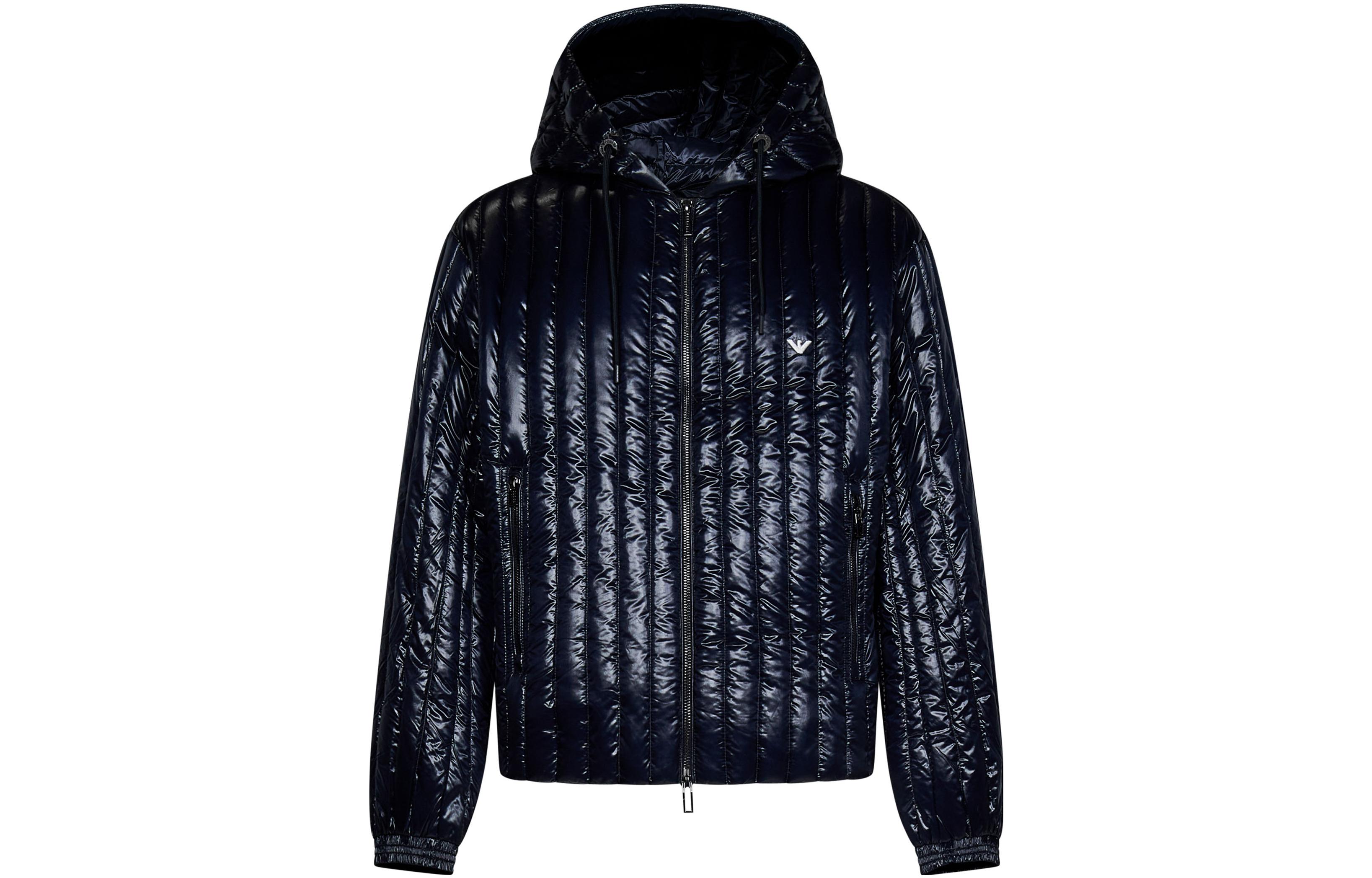 Order Chaqueta Emporio Armani FW23 Capucha Acolchada Brillante Hombre Azul 6R1B79-1NKZZ-0920