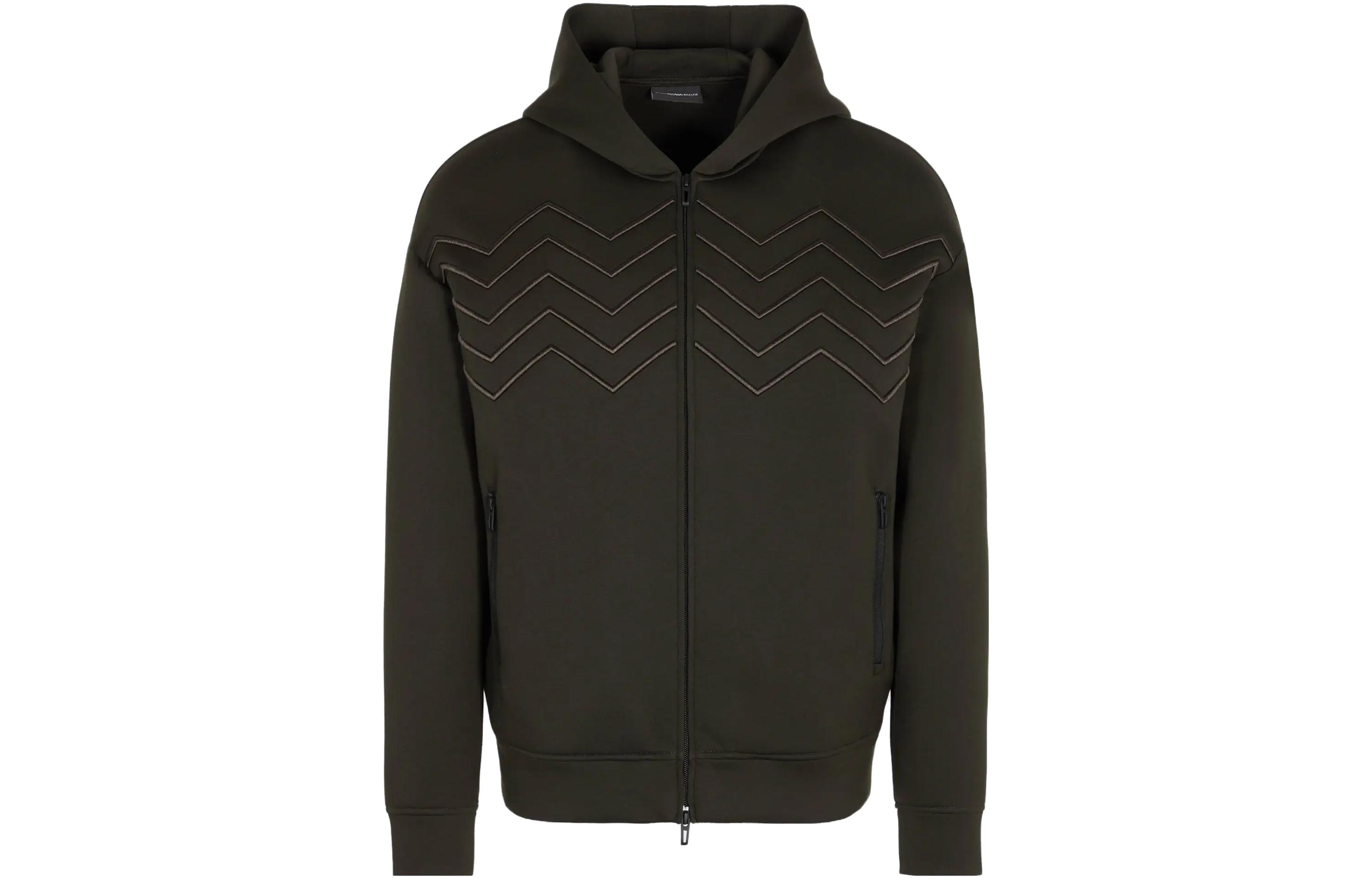 Emporio Armani FW23 Herringbone Embroidered Jacket Army Green 6R1ME2-1JNWZ-0583