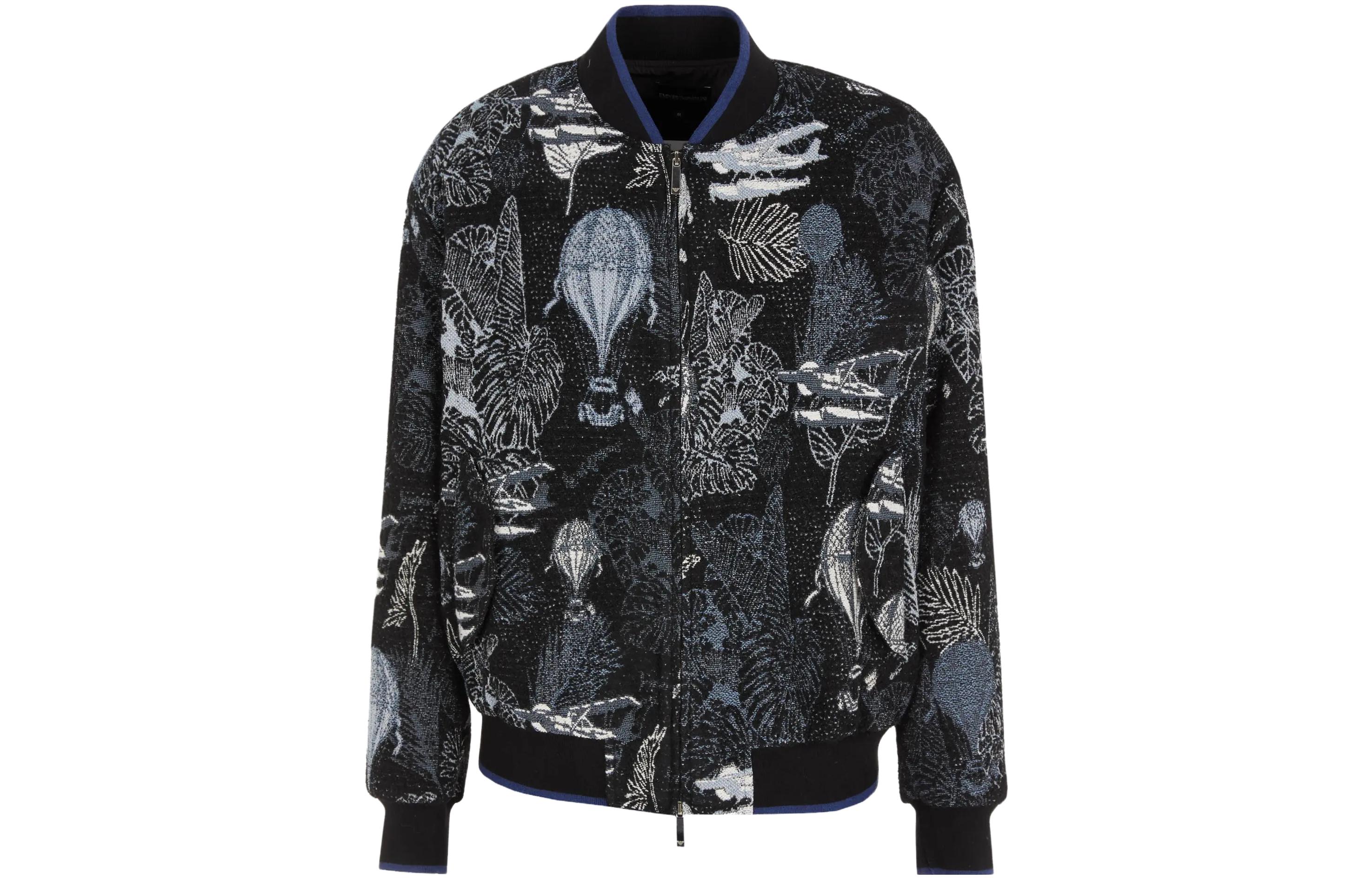 Emporio Armani FW23 Jacquard Baseball Jacket Black Outerwear 6R1B8Q-1K22Z-F053
