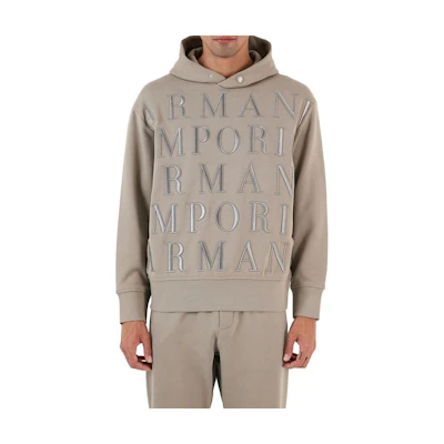 Emporio Armani FW23 Light Brown Embroidered Logo Hoodie 6R1MCR-1JWPZ-0643