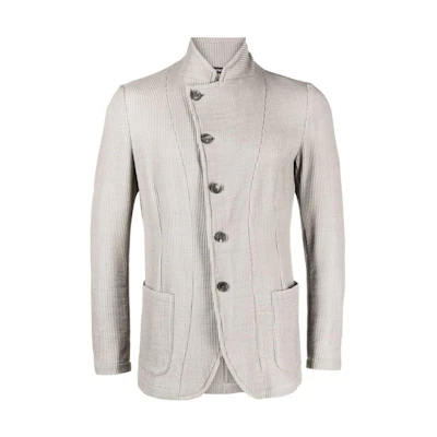 Emporio Armani FW23 Light Gray Stand Collar Long-Sleeve Jacket H41G57-E1057-112