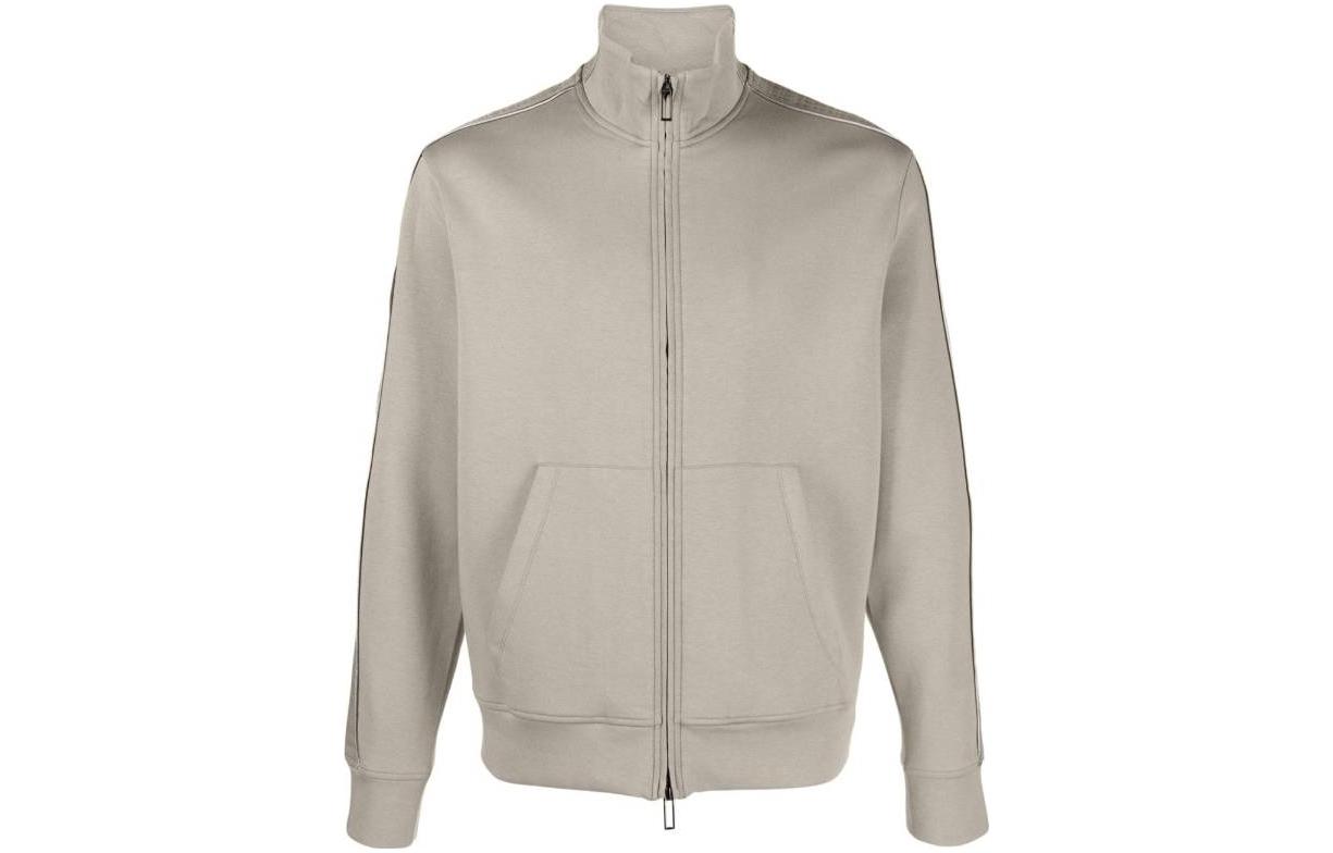 Emporio Armani FW23 Light Grey High-Neck Zip-Up Sweatshirt 6R1MF1-1JHSZ-0643