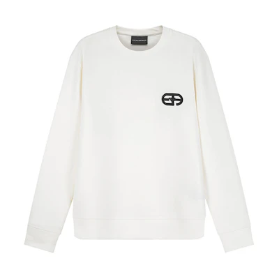 Emporio Armani FW23 Logo Crewneck Sweatshirt Men’s Off-White 8N1ML7-1JHSZ-0101