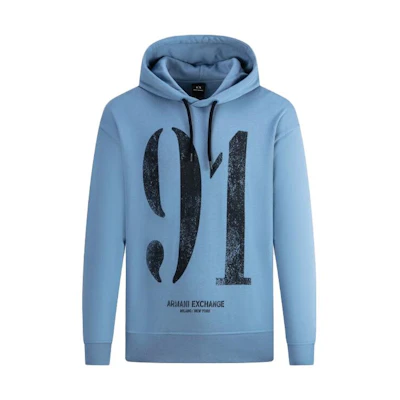 Emporio Armani FW23 Logo Print Hooded Long-Sleeve Casual Sweatshirt Men 6RZM01-ZJ4XZ-15CU