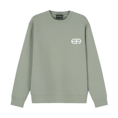 EMPORIO ARMANI FW23 Logo Pullover Sweatshirt Men’s Sage Green. 8N1ML7-1JHSZ-0606