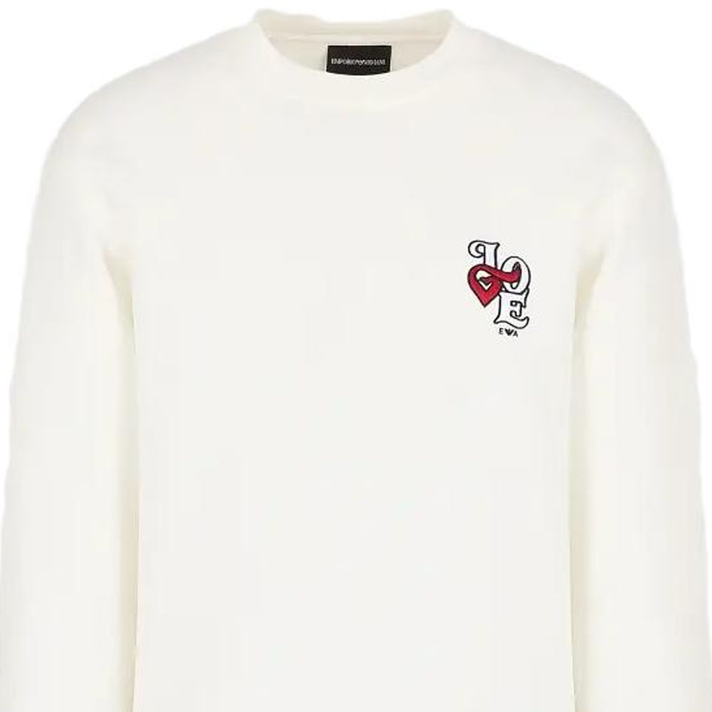 Details for EMPORIO ARMANI 2023秋冬爱心标志宽松版圆领卫衣 白色 6R1MF3-1JHSZ-0101