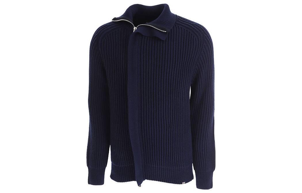 Emporio Armani FW23 Navy Blue Zip-Up Collared Jacket 3R1BV2-1M05Z-0922