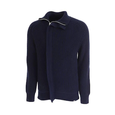 Emporio Armani FW23 Navy Blue Zip-Up Collared Jacket 3R1BV2-1M05Z-0922
