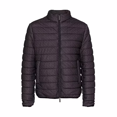 Emporio Armani FW23 Quilted Slim-Fit High-Neck Jacket Geometric Print Gray 3D1B7Q-1J9BZ-F048