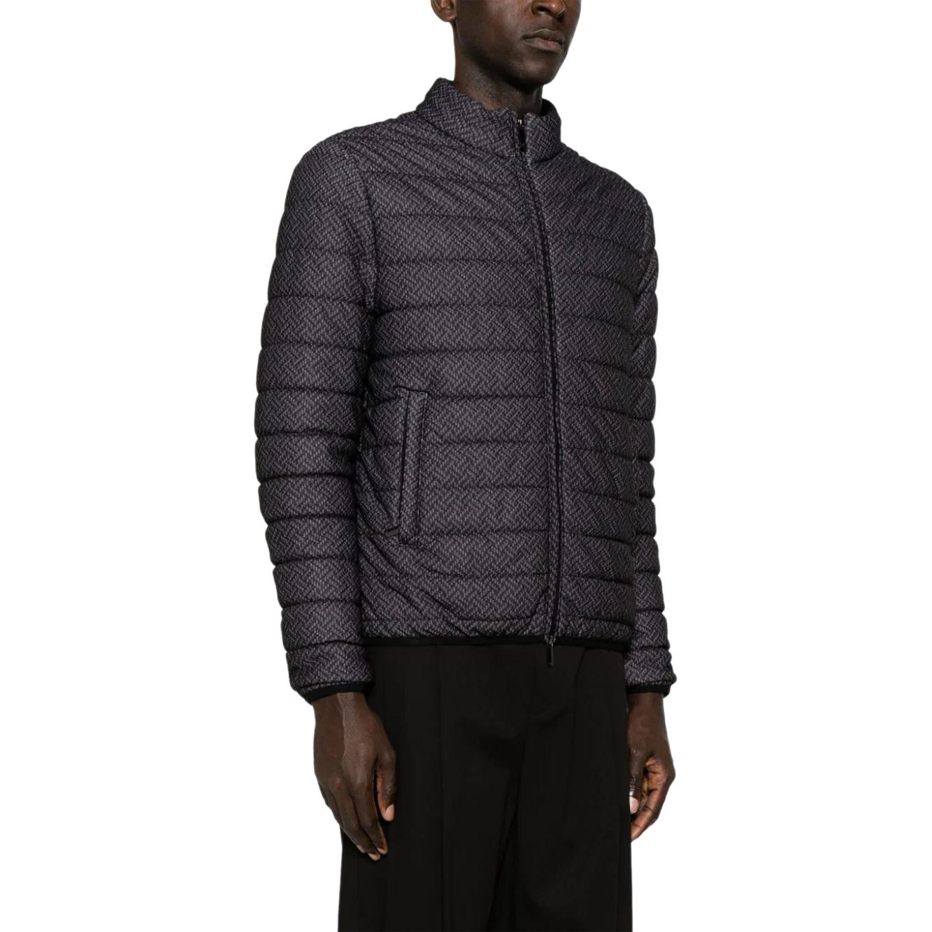 Purchase Emporio Armani FW23灰色几何印花修身保暖高领夹克 3D1B7Q-1J9BZ-F048