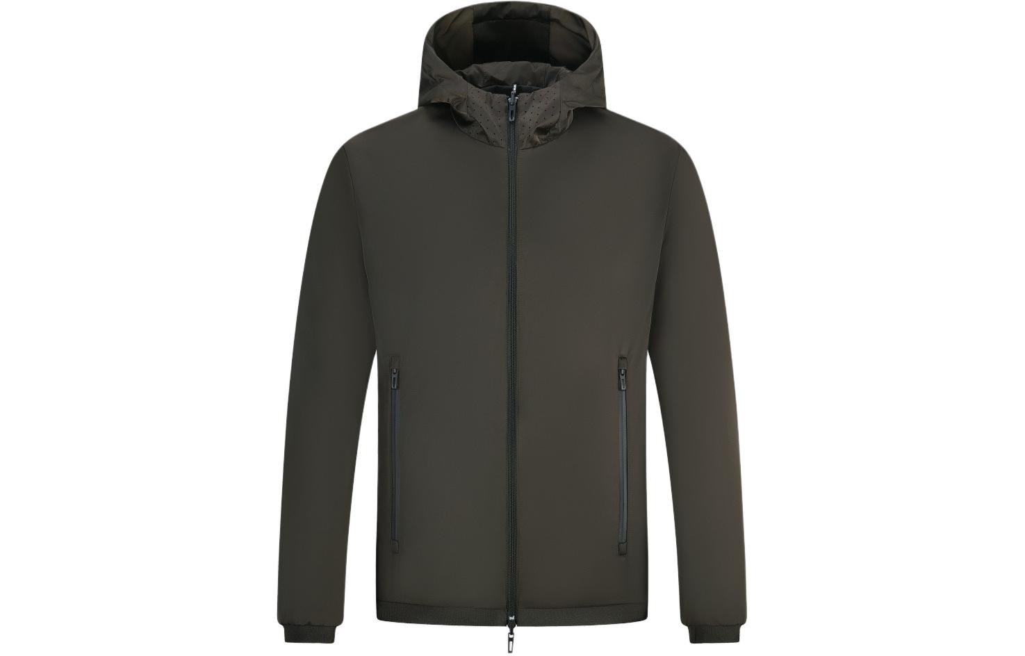 Emporio Armani FW23 Reversible Solid Color Hooded Jacket Men’s Army Green. 6R1B86-1NIDZ-0583