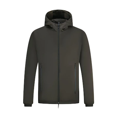 Emporio Armani FW23 Reversible Solid Color Hooded Jacket Men’s Army Green. 6R1B86-1NIDZ-0583
