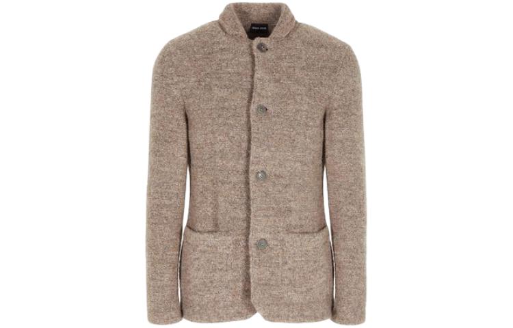 Emporio Armani FW23 Solid-Tone Stand Collar Jacket Light Brown 6RSG06S-M18Z1-F6L8