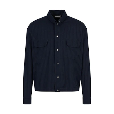 Emporio Armani FW23 Solid Button-Up Casual Jacket Navy Blue for Men 6R1MCP-1JGYZ-109N3