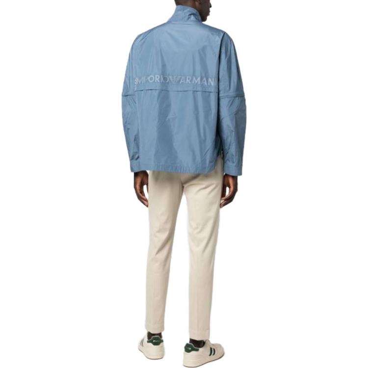 EMPORIO ARMANI FW23 Solid Color Zip-Up Jacket for Men - Blue 6R1BZ0-1NAVZ-09B2 圖 4