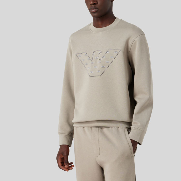 Emporio Armani FW23 Solid Logo Embroidered Casual Sweatshirt Gray-Green 6R1ME7-1JHSZ-0643 圖 7