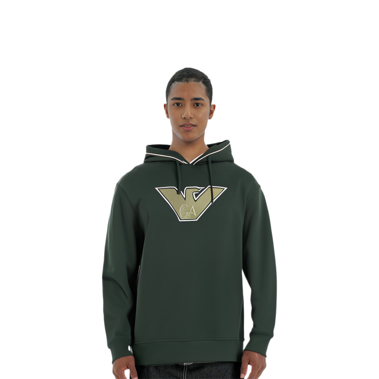 Emporio Armani FW23 Solid Logo Embroidered Drawstring Hoodie Deep Green 6R1ME5-1JHSZ-05B7 圖 4