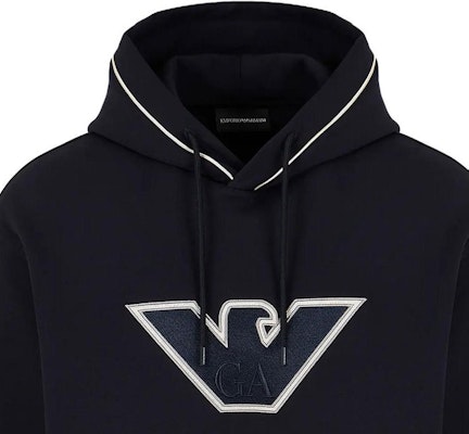 エンポリオアルマーニ FW23 ロゴ刺繍ドローストリングスウェットシャツ メンズ ネイビー 6R1ME5-1JHSZ-09Q5 Details for エンポリオアルマーニ FW23 ロゴ刺繍ドローストリングスウェットシャツ メンズ ネイビー 6R1ME5-1JHSZ-09Q5