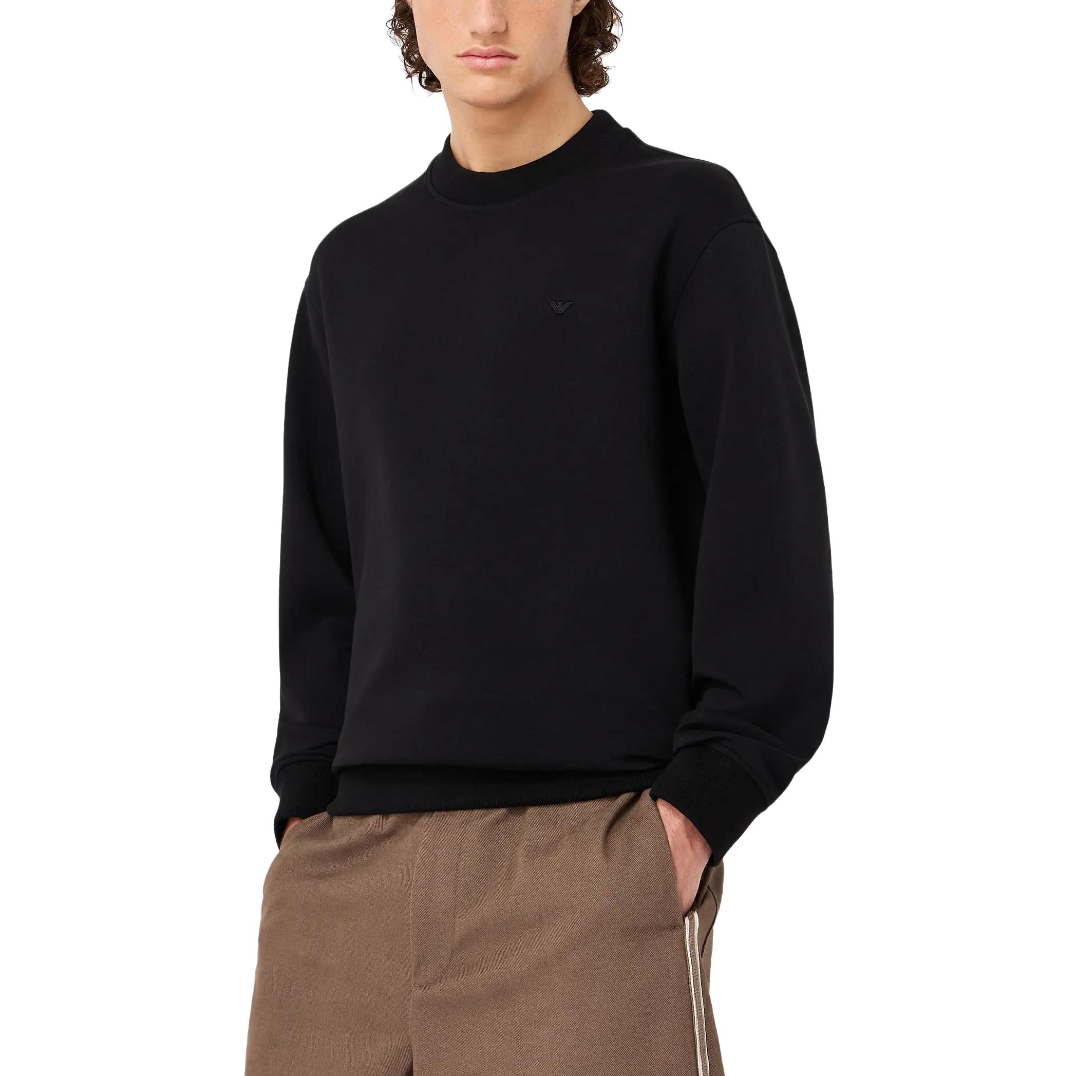 EMPORIO ARMANI FW23 Solid Logo Jacquard Ribbed Sweatshirt  Black 6R1MF2-1JHSZ-00A8 圖 3