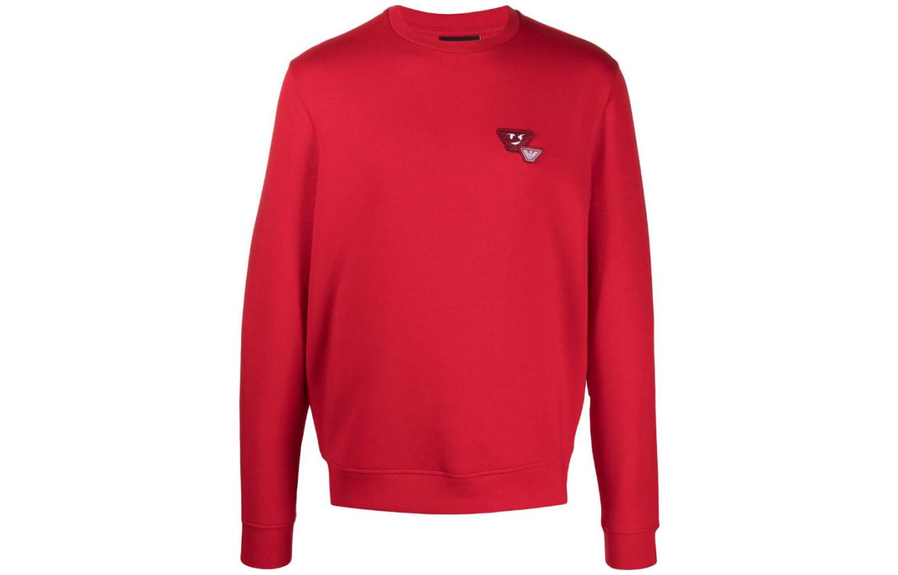 Emporio Armani FW23 Solid Logo Patch Crewneck Sweatshirt Men 3H1M8E-1JHSZ-0361