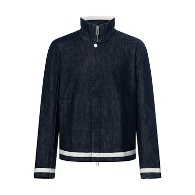 Emporio Armani FW23 Solid Striped Long-Sleeve Jacket - Navy Blue 6R1CA71-DQWZ1-0941